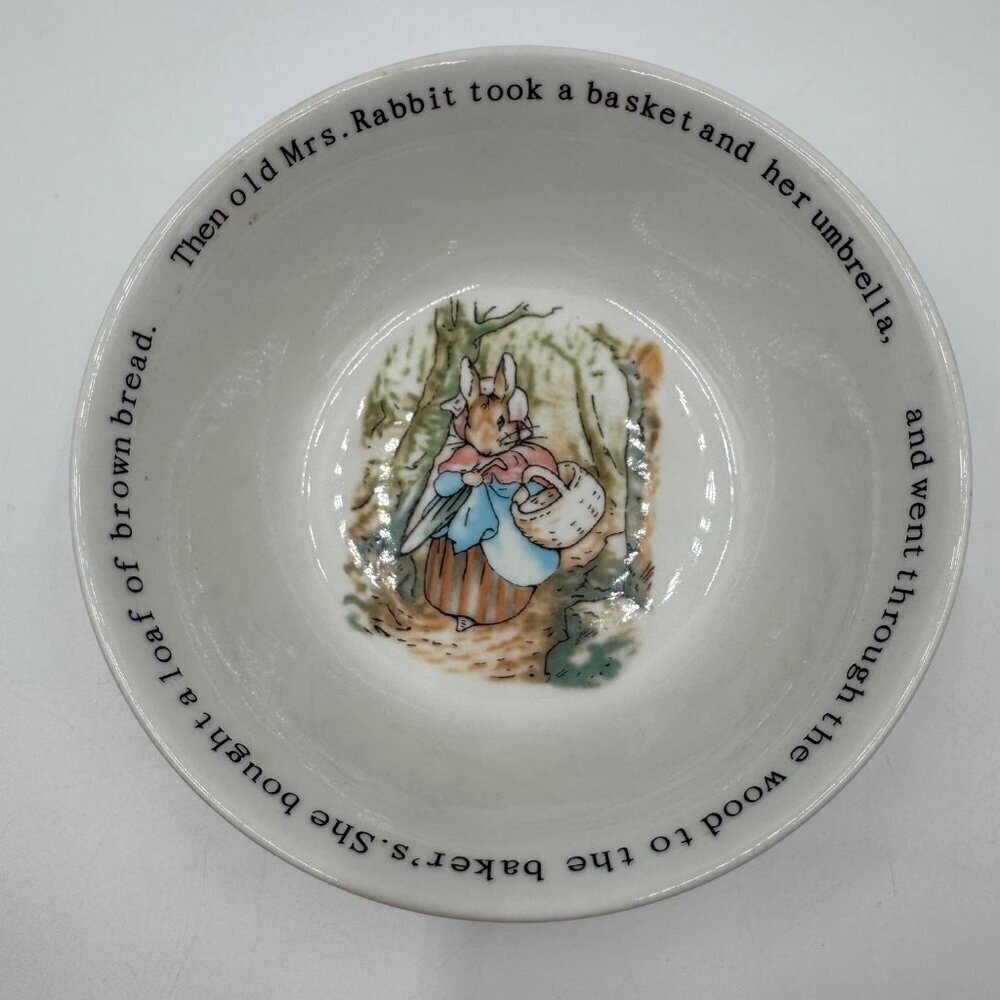 Vintage Wedgewood Chine Peter Rabbit Child's Cereal Bowl with Old Mrs. Rabbit